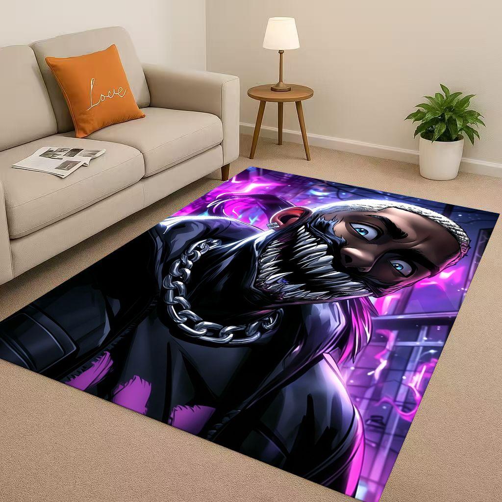 3D Classic Top Hip Hop Rapper Star Cartoon Art Living Room Non-Slip Area Rug Carpet for Bedroom Playroom Sofa,Home Decor Doormat
