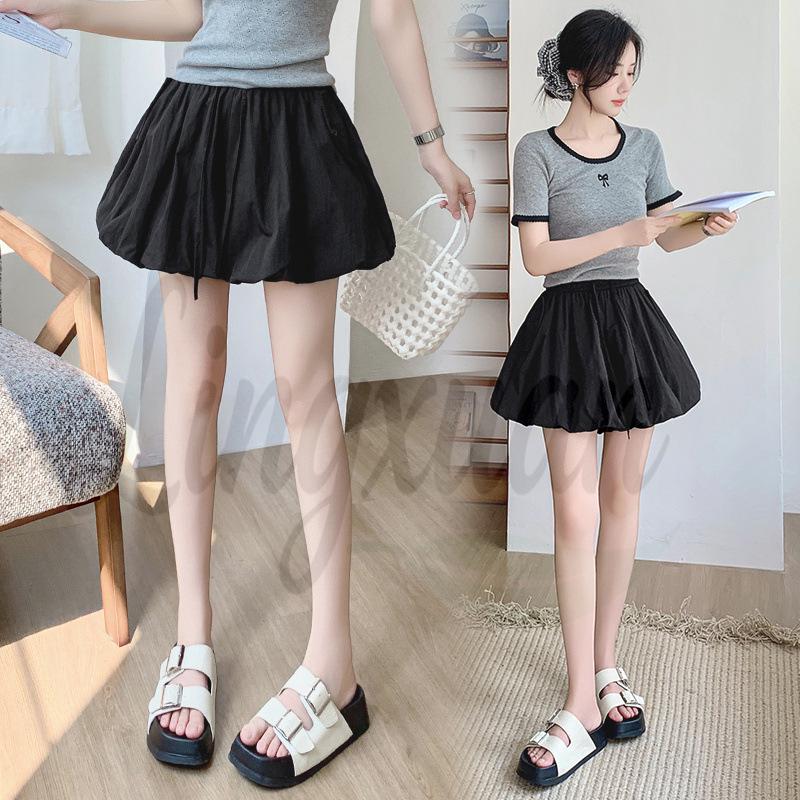 High Waist Women s A-line Skort - White Floral Bubble Design, Summer 2026 Edition S чёрный