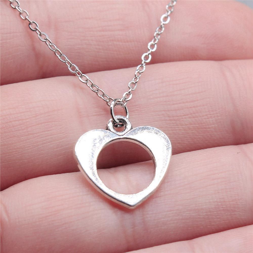 Peach Heart Angel Wings Sweet Pendant Antique Silver Metal Boys Collar Necklace High Quality Gift