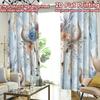 2D FLAT PRINTING 2pcs Curtains (Without Rod) Floral Bull Skull Design Popular Fashionable Curtains Versatile Durable Polyester