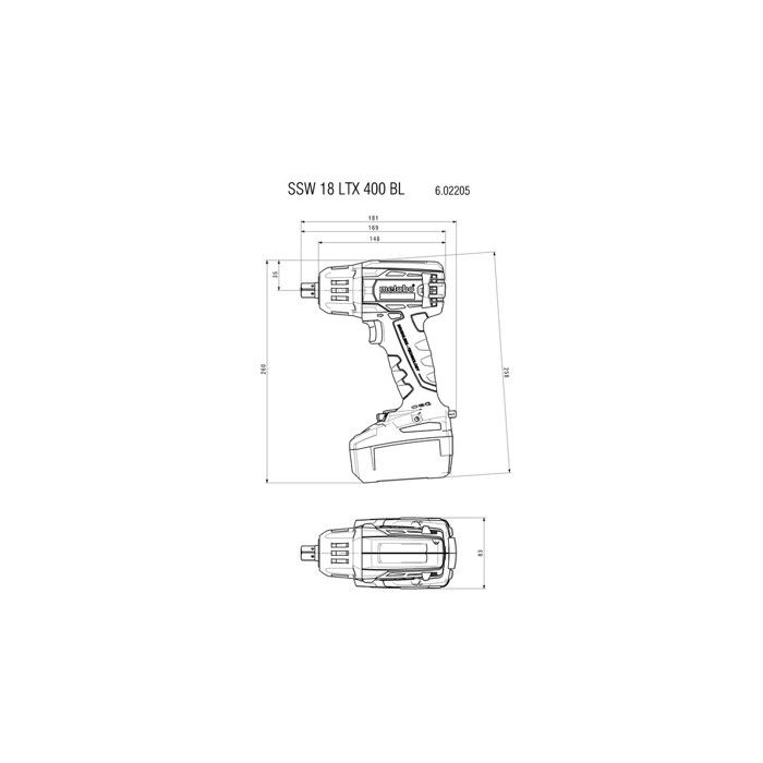 METABO SSW 18 LTX 400 BL P & M Visseuse a Percu Pick+Mix (sans Batterie Ni Chargeur), Coffret Metaloc