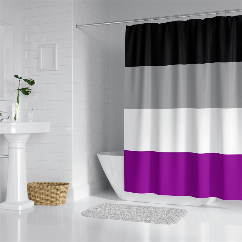 

Aertemisi Asexual Pride Flag Rainbow Lgbt Shower Curtain Set With Grommets And Hooks For Bathroom Decor W60H190(CM)-1 Pcs