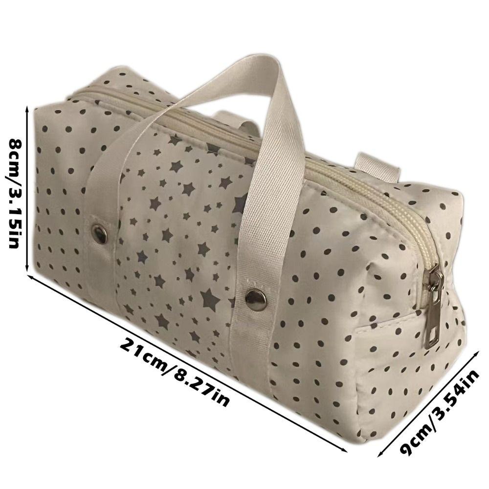 Cartoon White Pencil Case Multi-functional Star Polka Dot Stationery Bag Large-capacity Pen Bag School Supplies