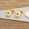 Nidin New Trendy Waterdrop/Round Shape Evil Eye Charm Stud Earrings For Women Hollow Design Shine Zircon Ear Jewelry Accessories