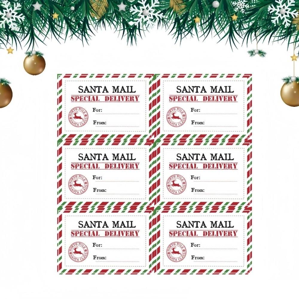 60pcs Elk Santa Claus North Pole Delivery Gift Labels Christmas Gift Labels Gift Box Decoration