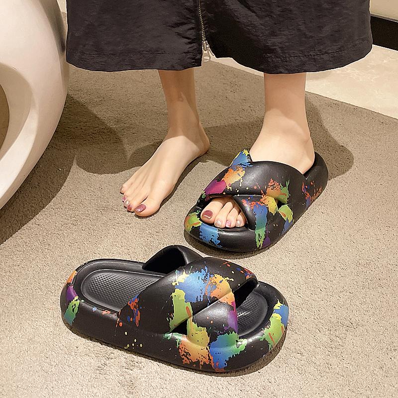 Fashion Slippers Casual Women's Shoes With Platform Shale Female Beach Slides Luxury Sabot Massage Flat Summer Graffiti Fashion Shoes Wo