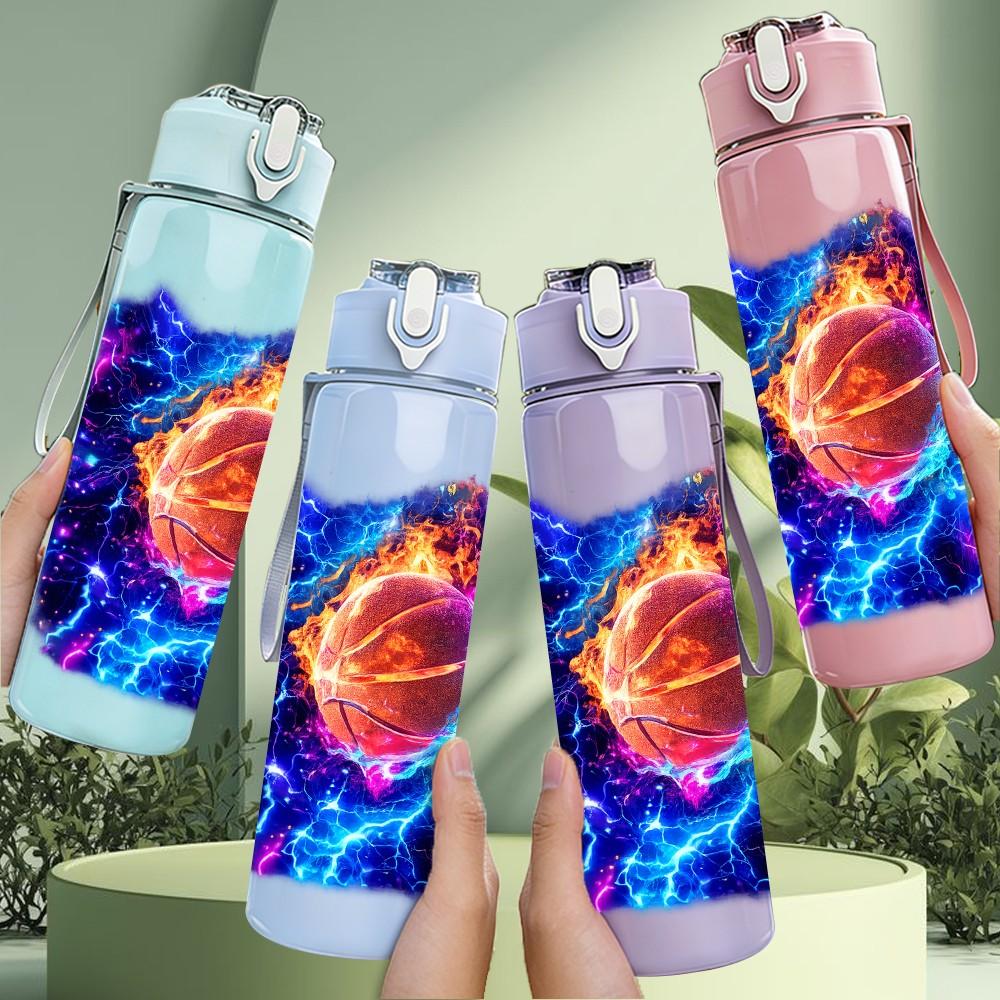 1PC Galaxy Space Nebula Abstract Print 750ml Color Plastic Sports Water Bottle Leakproof Flip Straw Lid Suitable for Sports Office Home Use