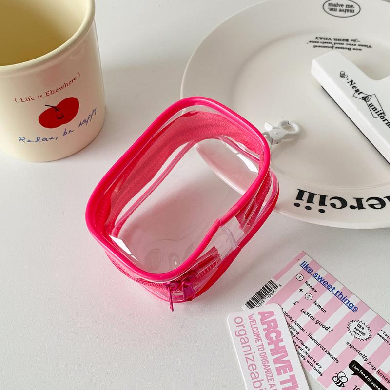 Transparent Pvc Plush Dolls Storage Pouch Square Earphone Organizer Purse With Keychain Anime Cartoon Toy Display Protector Case