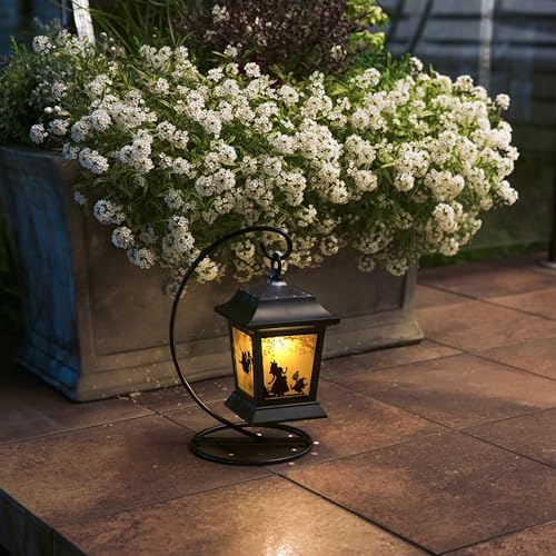 Takasho Solar Light Outdoor Alice Silhouette Lantern Black Garden Light Outdoor Indirect Lighting Waterproof Alice in Wonderland Resin/Glass/Steel TA-