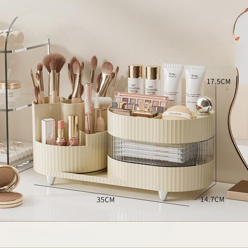 Cosmetic Organizer Makeup Storage Box Desktop Dustproof Rotating Pen Holder Layers Large Capacity Jewelry Lipstick Makeup Boxes