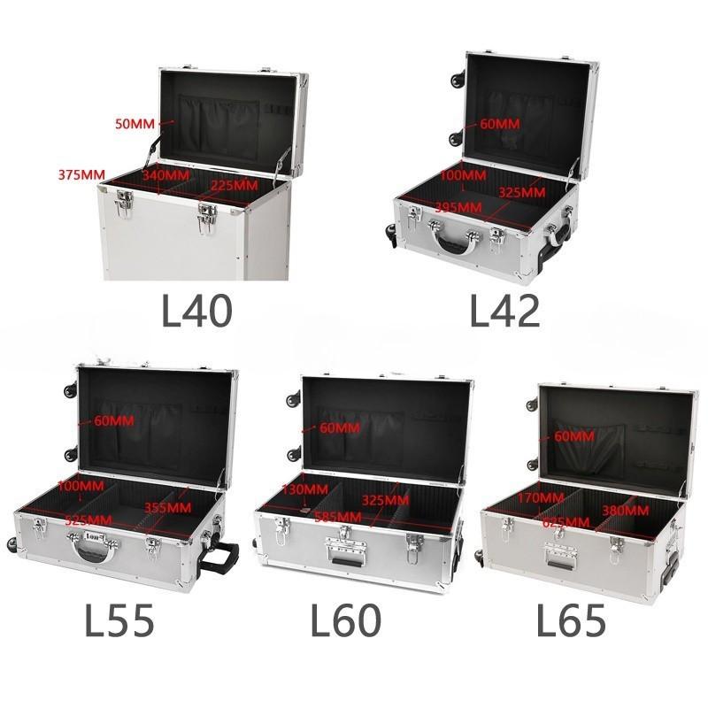Aluminum Trolley Toolbox Shockproof Hardware Equipment Suitcase Instrument Protection Lockable Luggage Compartment