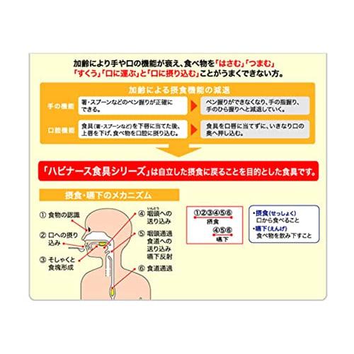 easy-to-scoop spoon, habinase, food utensils, self-help tools, auxiliary tools, for nursing care, for the elderly, for adults, 164 mm, dishwasher safe