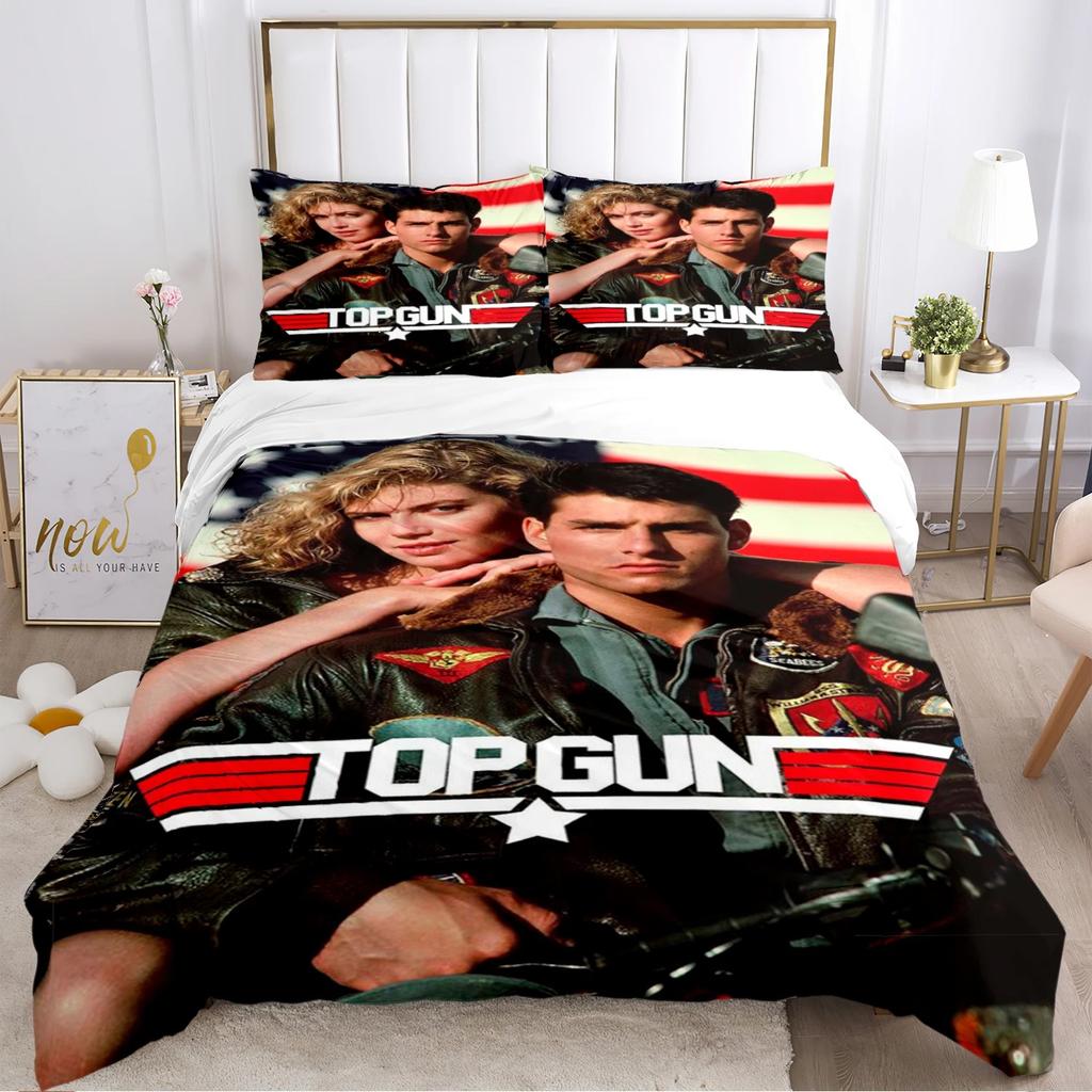 3D HD Print Classic Movie Top Gun Bedding Set,Top Gun Duvet Cover Comforter Soft Quilt Cover and Pillowcases For adults children