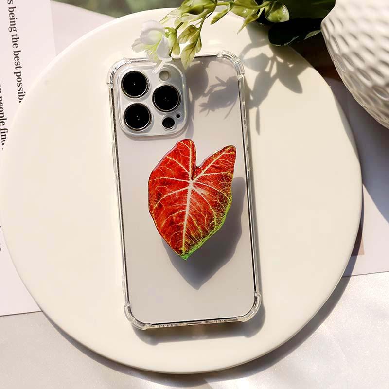 Foldable Acrylic Mobile Phone Stand with Simulated Plant Leaf Design