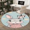 Charming Bunny Chair Mat   Round Carpet for Home Decor, Office Use, and Gifts   Suitable for Bedrooms, Living Roomss0122b