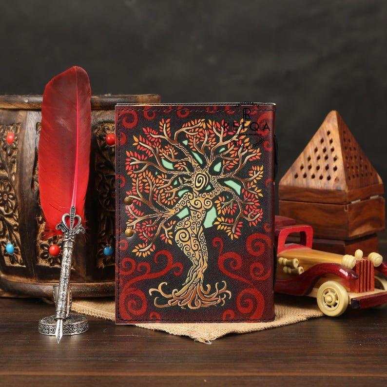 Buy 1 Get 1 FREE - Handcrafted Leather Journal with Mother of Earth Design - Vintage Spell Book, Sketchbook, or Diary