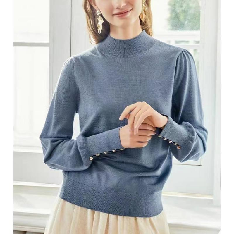 Autumn and Winter New Semi-turtleneck Knitted Sweater Women's Loose Outer Sweater Women's Bottoming Knitted Sweater Long Sleeves