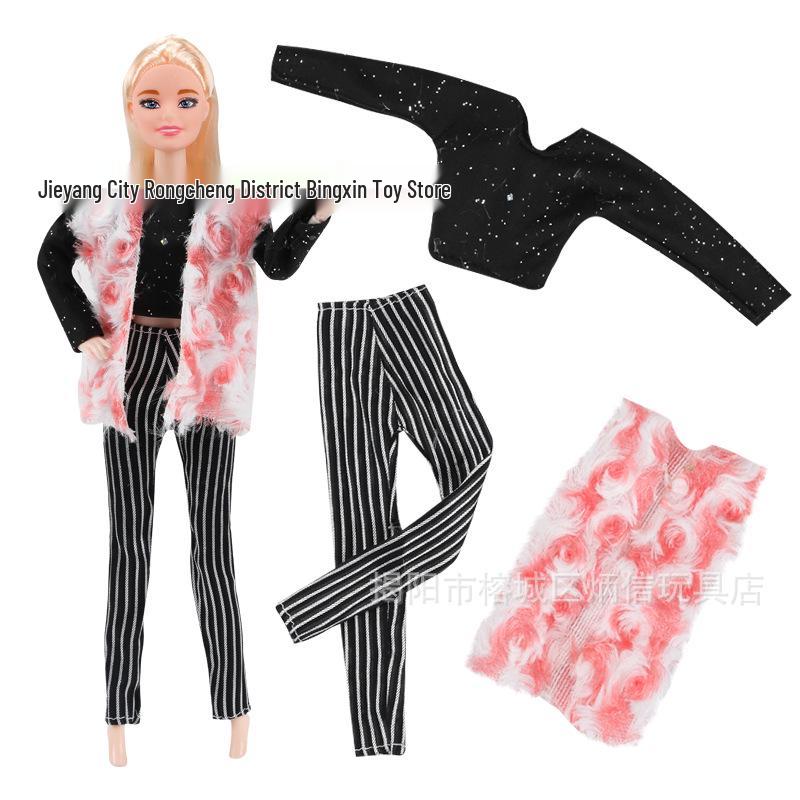 11-Inch Barbie Doll 3-Piece Fashion Set: Woolen Coat & Dress