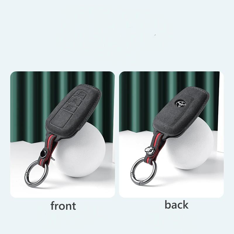 Für Toyota Prius Camry Corolla CHR C-HR RAV4 Land Cruiser 2/3 Tasten Leder Autoschlüsselhülle Schlüsselanhänger Wildleder Zubehör