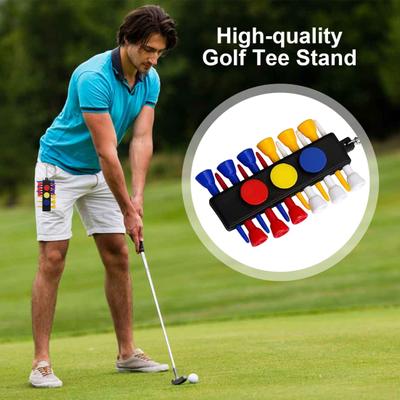Golf Tee Holder Portable Golf Tee Storage Holder with 12 Golf Tees Holes Golf Bag Attachment Golf Tees Carrier for Carts Hitting