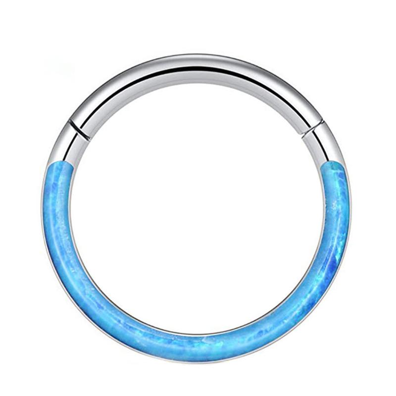 Neuer Stahl Septum Piercing Nasenring 8-10mm Opal Scharnier Segment Clicker Ohrknorpel Ohrringe Helix Lippenpiercing Körperschmuck