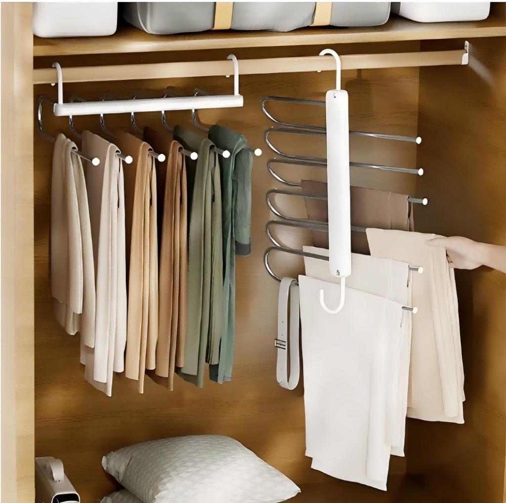 Folding Pants Rack Multi-functional Multi-layer Pants Hanger Household Magic Seamless Pants Rack Storage Magic