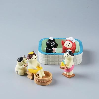 1pc Japanese Groceries Zakka Bath Series Ornaments Home Kitty Resin Lovely Ornaments Gift Microfilm DIY Scene Room Decor