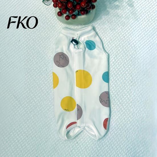 Cat Anti-lick Suit Recovery Suit, Soft Cotton Clothing, Cute Cartoon Print Four-Leg Clothes, Easy Buckle Clothes After Surgery Apparel for Female Male