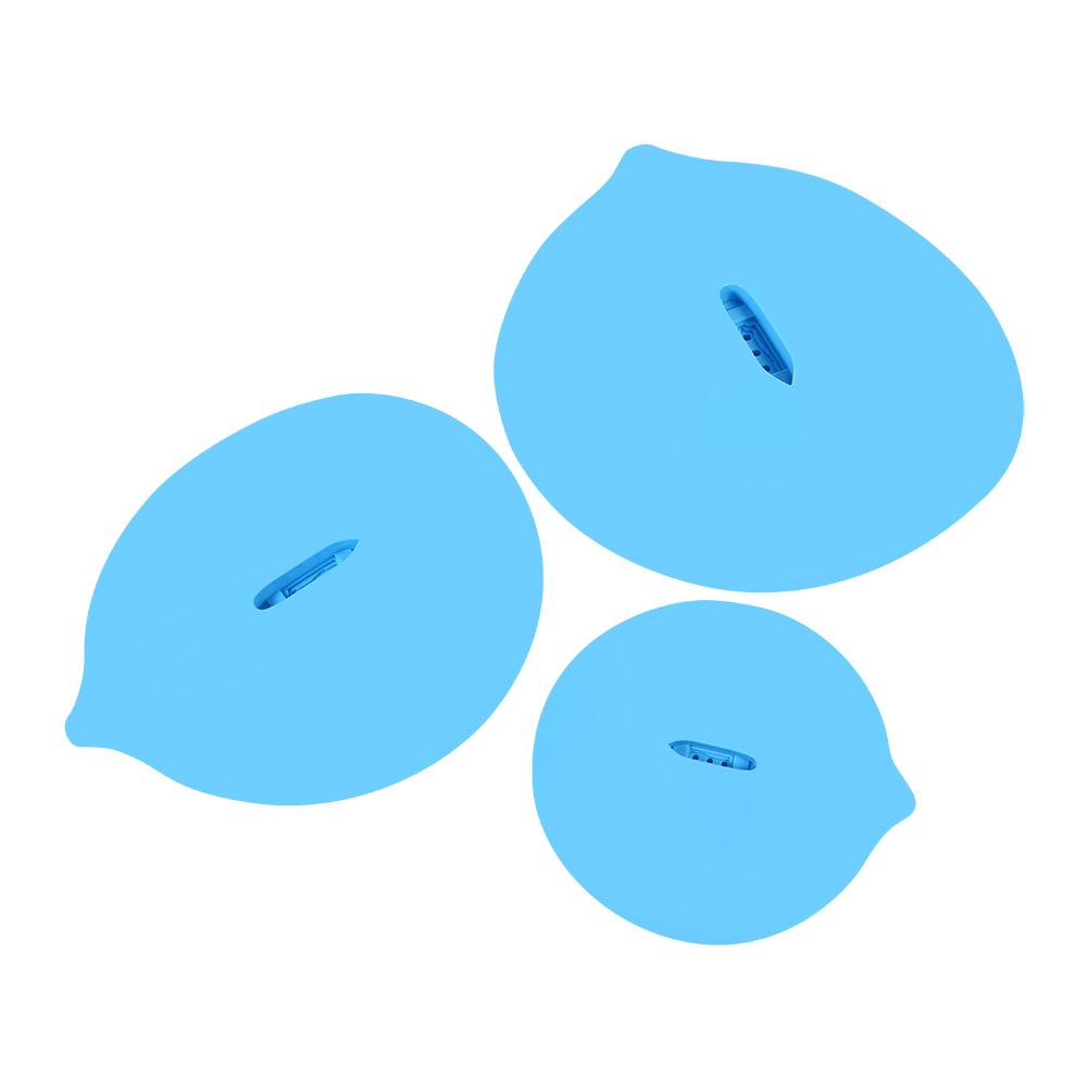 Sett med 3 stk Unik Dampskipdesign Silikonforseglingslokk Kjele Krus Kopp Lokk Kjøkkenredskaper Blå