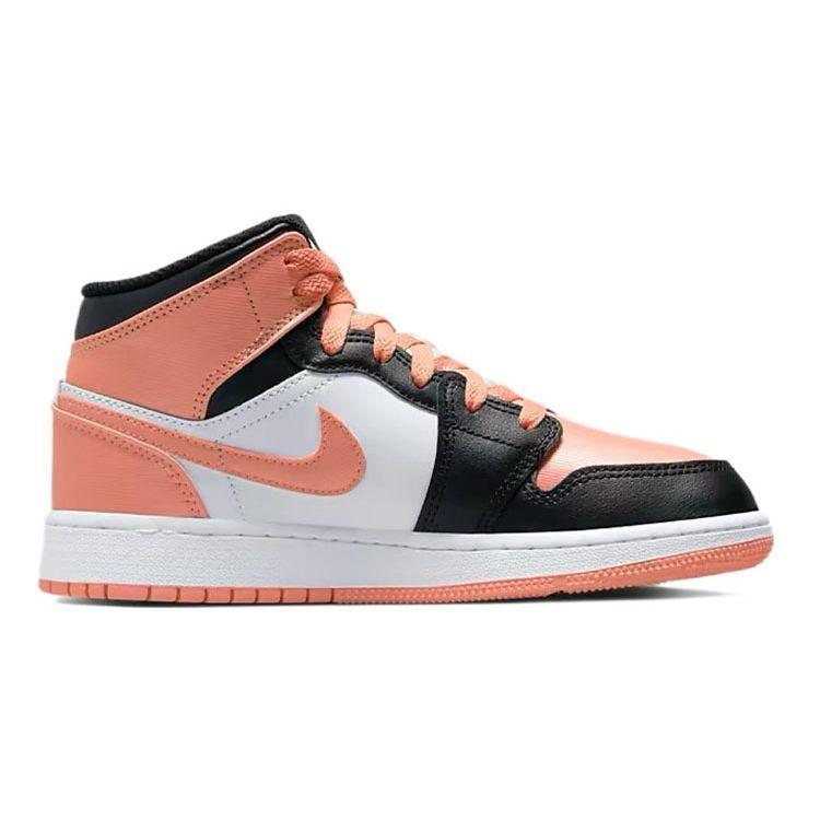 Air Jordan 1 Mid GS Hvit Lys Madderrot Barnesneakers Svart DM9077-108