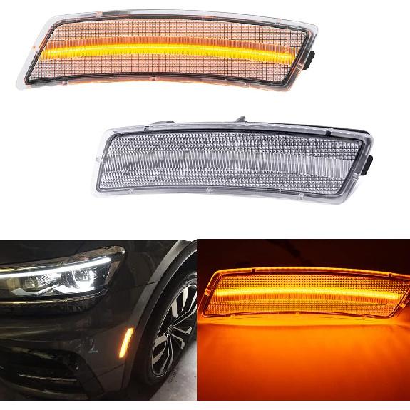 

2Pcs Amber LED Side Marker Lights Kit for VW Tiguan 2018-2021 Beetle 2012-2019 Smoked Lens Replace OEM Front Bumper Sidemarker Lamp Clear Lens