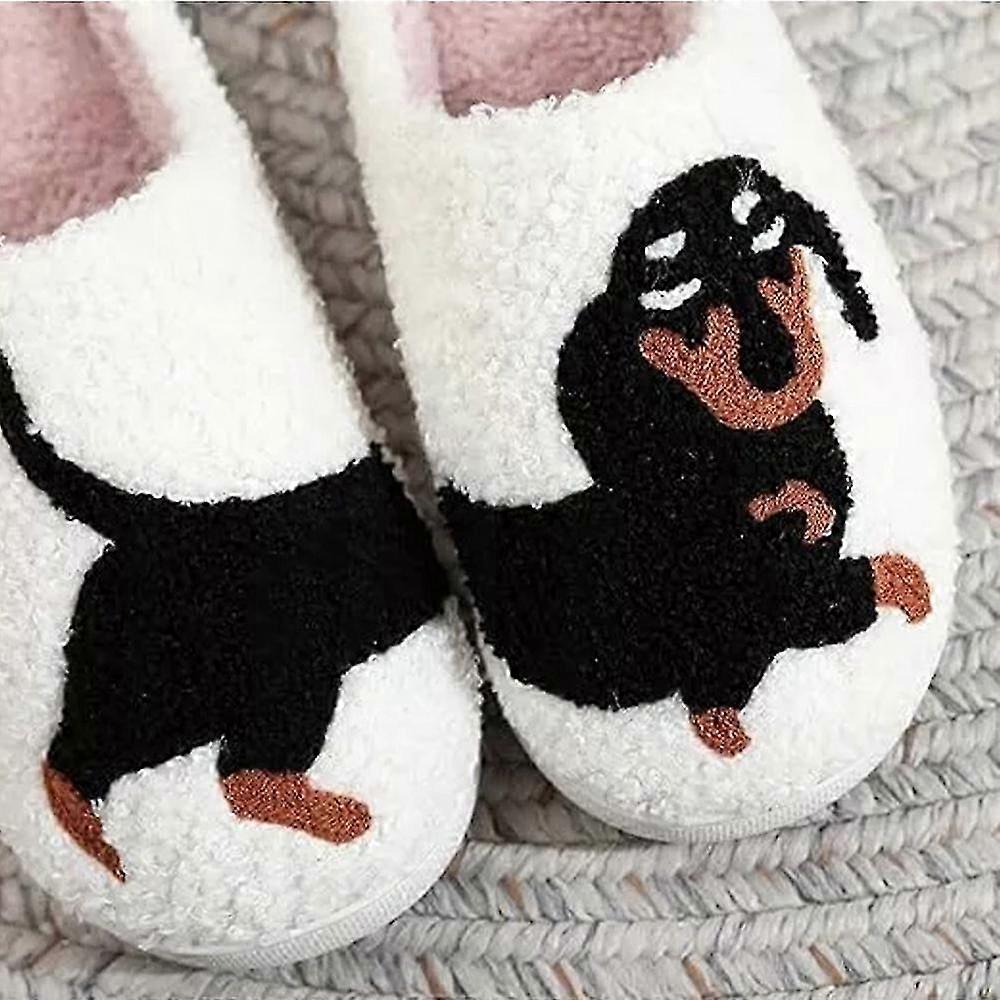 Dachshund Dog Slippers for Women, Cute Animal Cartoon Weiner Dog Slipper, Non-Slip Soft Plush Cozy Slippers Winter Footwear Gift