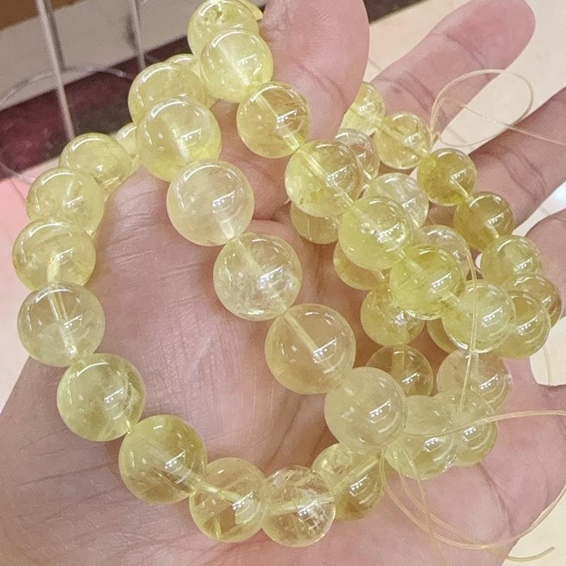 Natural Lemon Yellow Citrine Beads: 7A Grade Round Beads for DIY Women's Fresh Style Bracelets and Jewelry Crafting