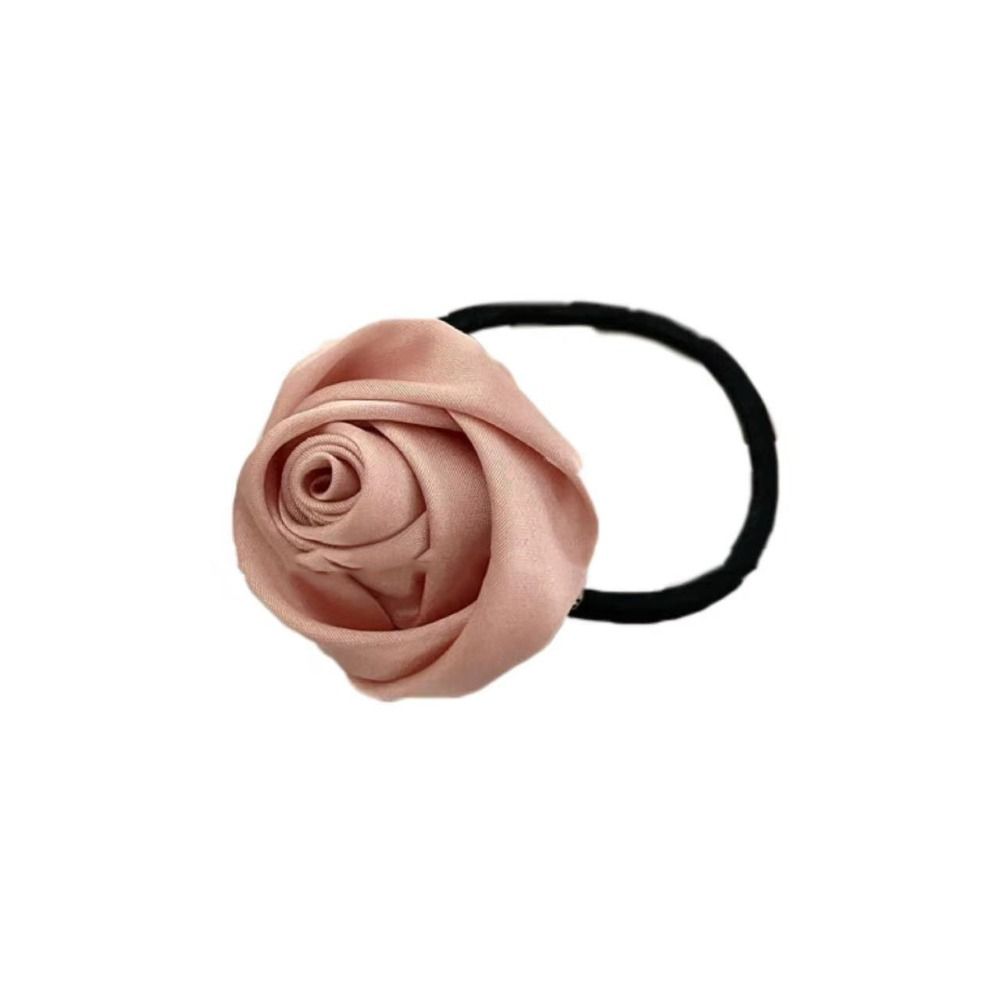 

French Rose Hair Rope Cloth Satin Hair Tie Creative Women Hair Ring Ladies червоний