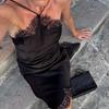Satin Asymmetrie Spitze Kleid Für Frauen Sexy Schulterfrei Schlank Kurz Kleider Damen Urlaub Club Strand Mini Kleid