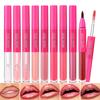 9 Colors 2-in-1 Mirror Shine Lip Gloss Matte Brown Lipliner Plumping Lasting Tint Water Glossy Juicy Non-Sticky Lip Makeup