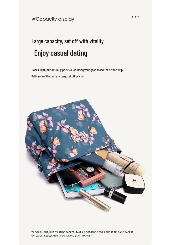 2026 Leichte Damen-Crossbody-Tasche aus bedrucktem Nylon mit mehrschichtigen Reißverschlusstaschen