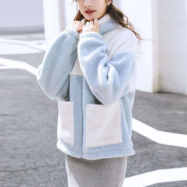 Anta Lifestyle Series Lamb Fleece Stand Collar Sports Jacket Women Jacket Light-Blue 162148725-3