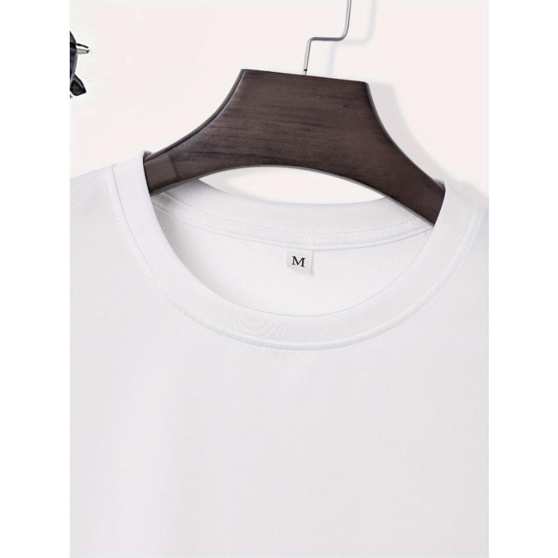 European Size LIFE IS BETTER AT THE GYM Workout Print, Men's Casual Round Neck Short Sleeve T-shirt, Versatile Outdoor Comfy Top For Summer