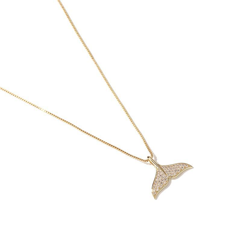 

Fishtail Dolphin Necklace, Female Tide Simple Temperament, Slightly Inlaid Zircon Collarbone Chain, Elf Tears Pendant