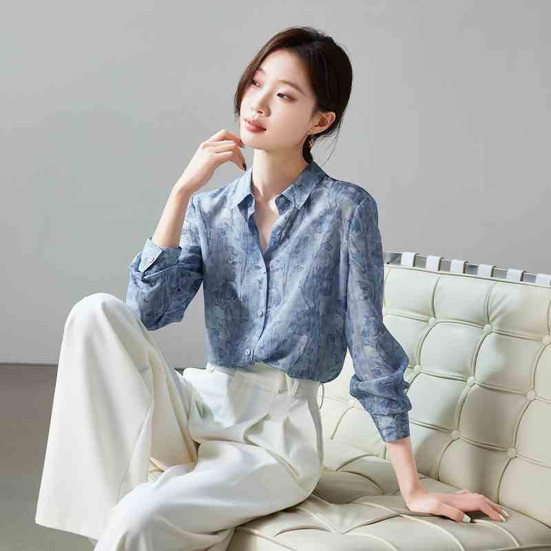 Women's Long-sleeved Fashionable Korean Style Loose Printed Top