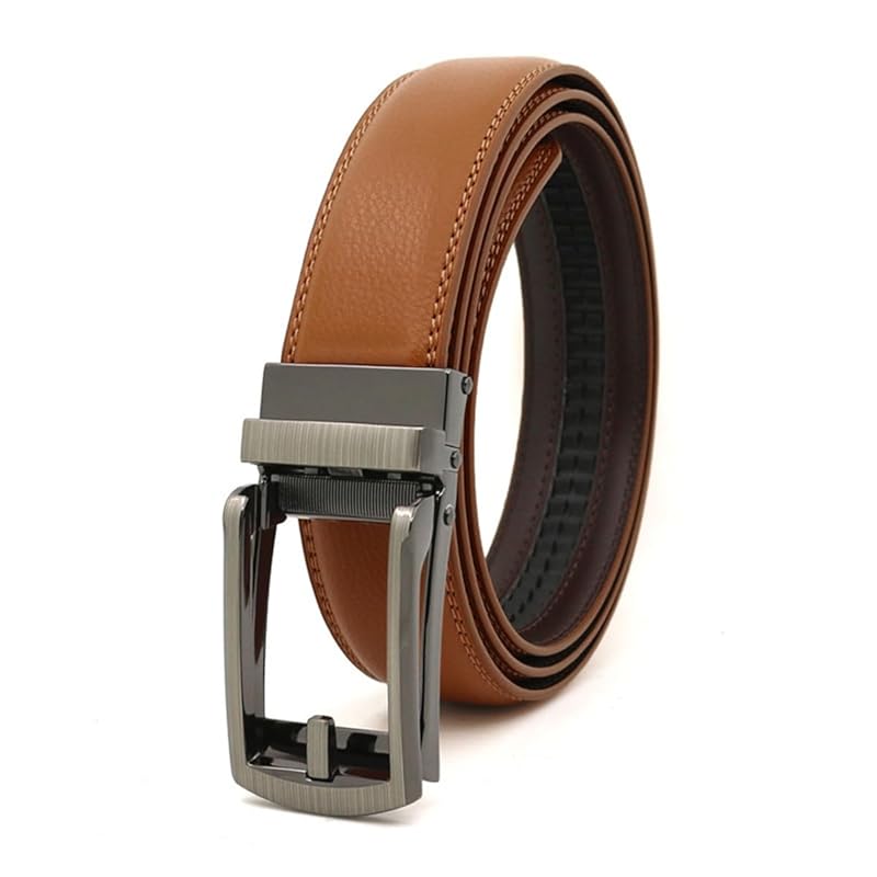 

[KASSAI] mens genuine leather click belt (Brown, 118cm)