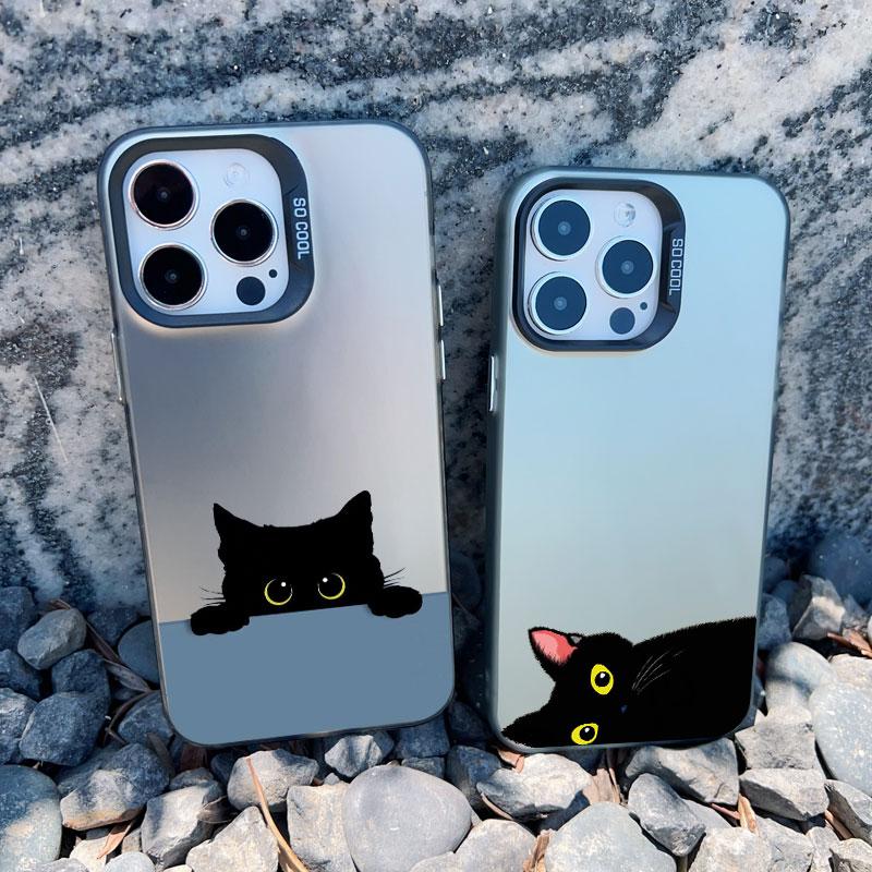 Black Personality Cool Cat Shockproof Phone Case For iPhone 12 11 Pro Max 15 14 13 Pro Max 13 Mini 15 14 Plus Laser Back Covers