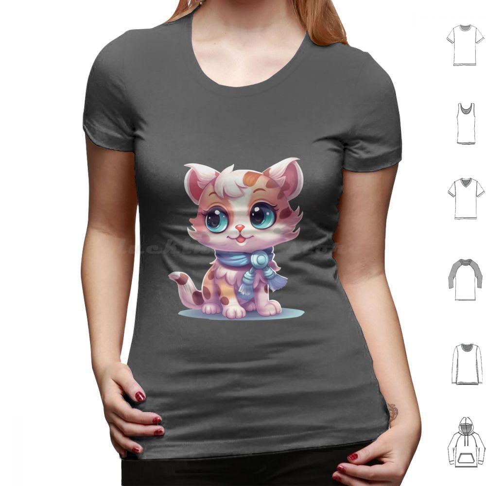 Kawaii Lovely Cat T Shirt Big Size 100 Cotton Cute Cat Illustration Cartoony Cat Design Meowing Cat Art Playful Cat Drawing