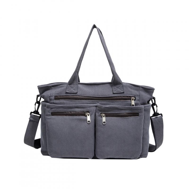 2026 Women's Large Capacity Corduroy Tote: Korean Style Multi-Pocket Handbag & Versatile Crossbody Bag