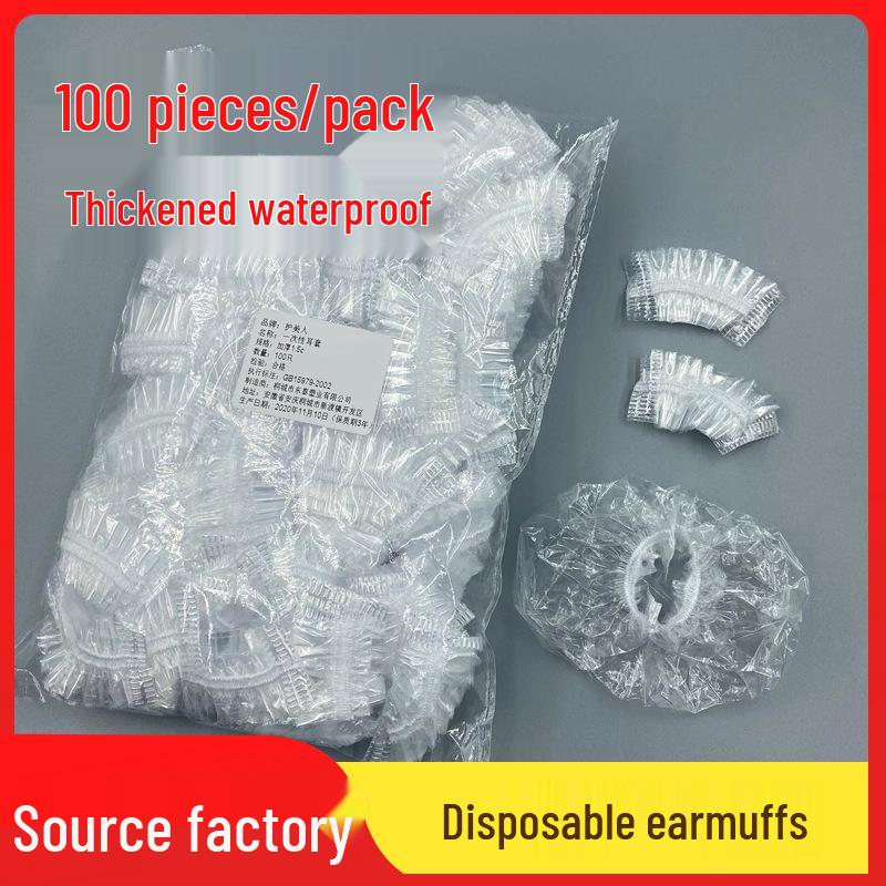 

100 Disposable HDPE Ear Covers - Waterproof, Low-Pressure Material for Hair Dye & Bathing Protection