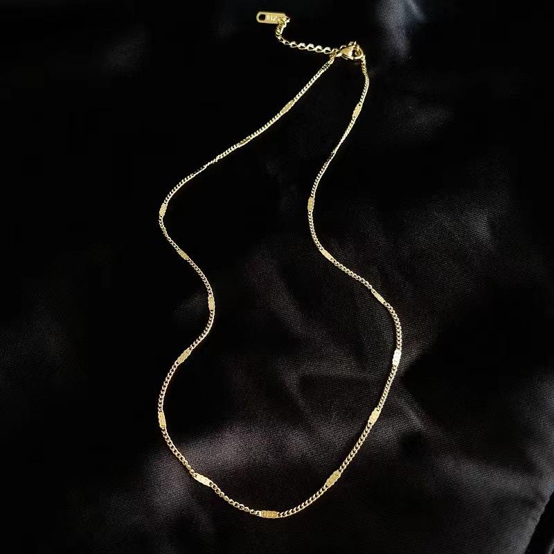 Titanium Steel Necklace Women'S O-Chain Lip Chain Plated Real Gold 18K Non-Fading Collarbone Chain Neck Chain Plain Chain