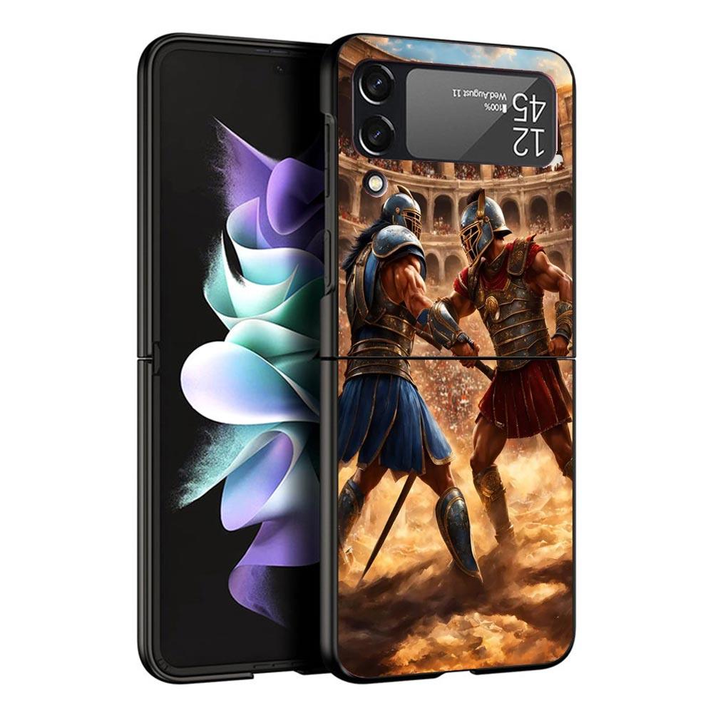 Roman Colosseum Black Phone Case For Samsung ZFlip7 ZFlip6 ZFlip5 ZFlip4 ZFlip3 5G Hard Protective Galaxy Z Flip 3 4 5 6 7