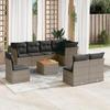 VidaXL Garden Lounge Set 9 Pcs with Grey Cushions Wicker 3223687