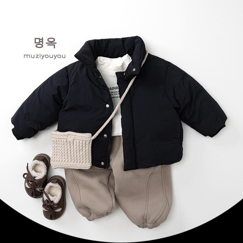 Kids Korean Style Winter Fleece Thickened Warm Casual Sweatpants For Boys And Girls